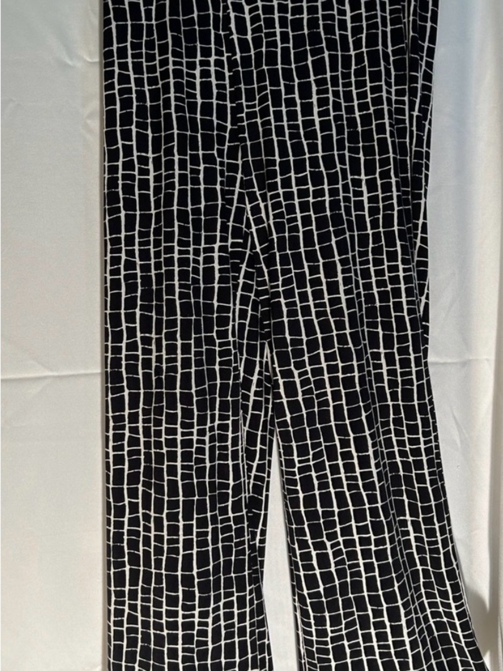 Black & White Grid Wide-Leg Pants